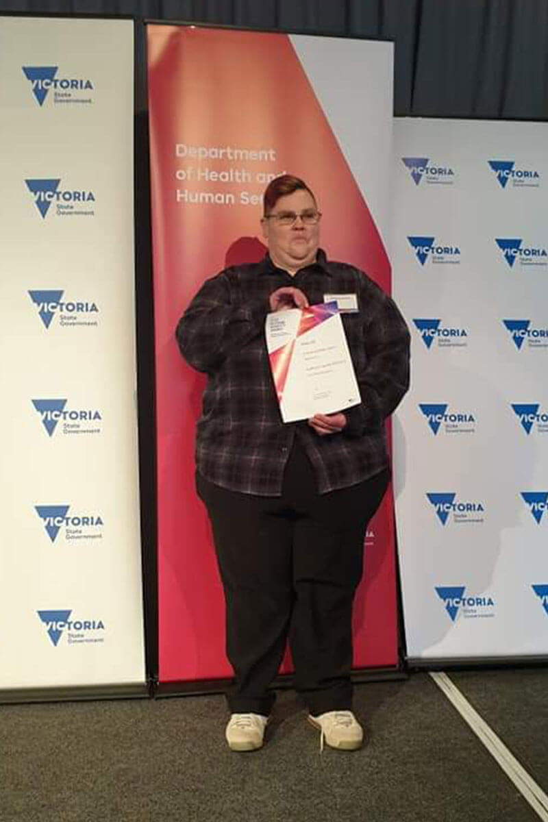 Kathryn with certificate Kathryn with certificate